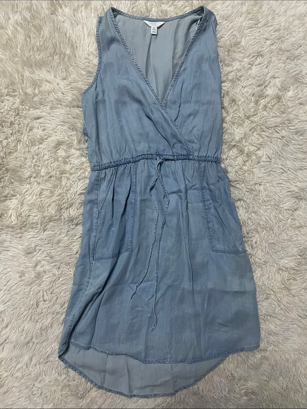 Light Blue Sleeveless Wrap-Front Women's Dress